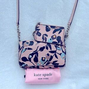 EUC Kate Spade Cameron paper rose crossbody bag & matching card holder set ♠️👜